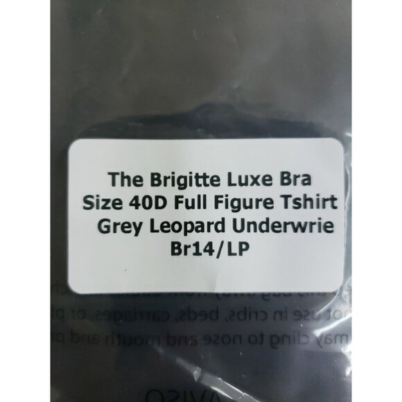 Brigitte Luxe Bra Size 40D Gray Leopard Tshirt Full Coverage Underwire - Picture 6 of 6